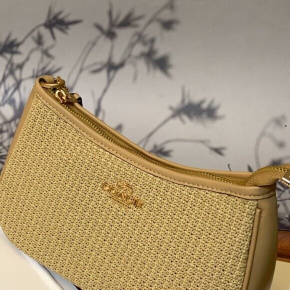 Coach Beige Woven Shoulder Bag - Picture 4 of 4